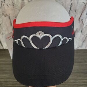 Headsweats RUNNING PRINCESS Visor Hat Black W/ Red, Stitched Silver Tiara - NEW